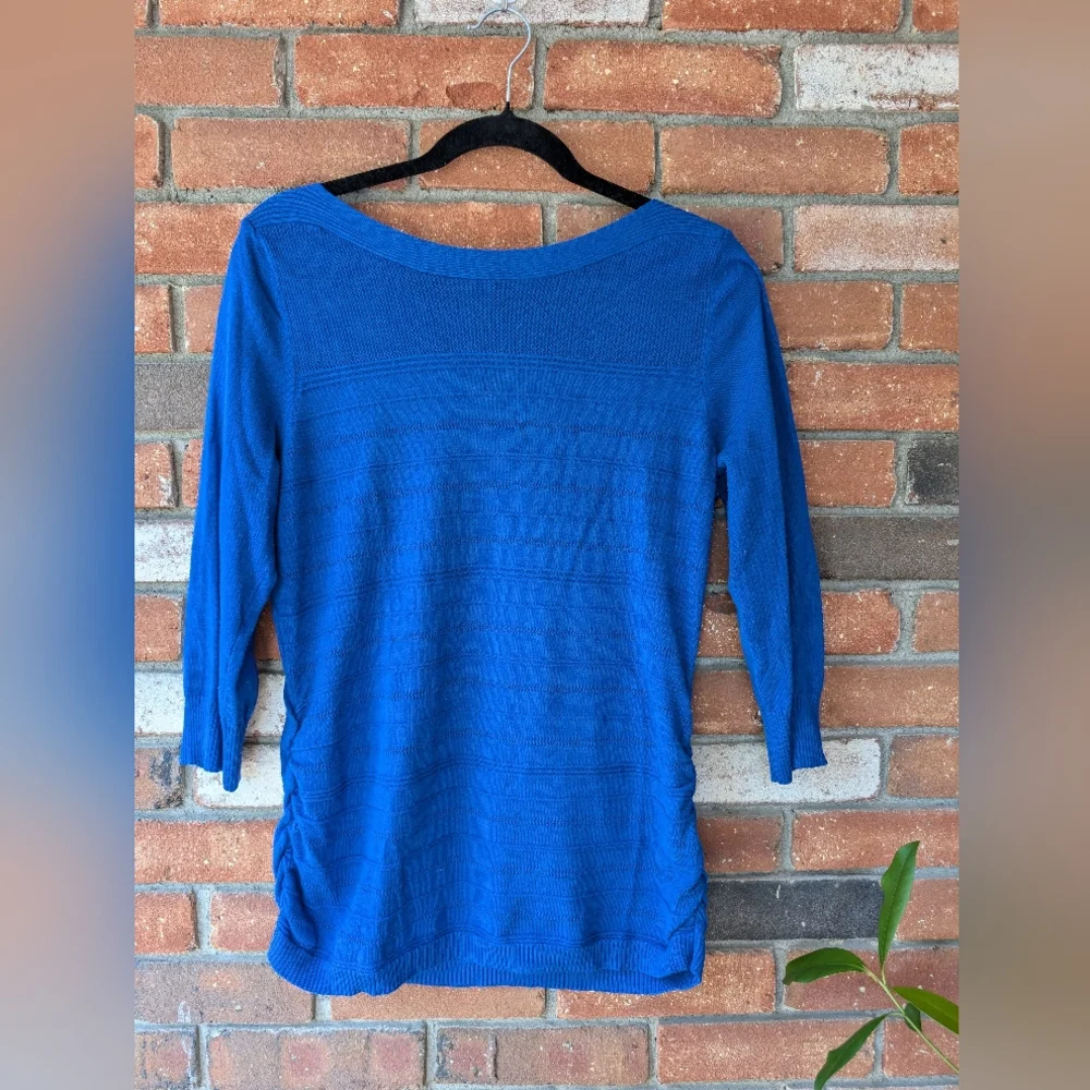 Sweater Blue Ribbed Crew Neck - Picture 3 of 12